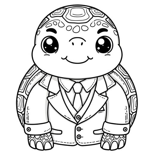 Tortoise in Suits Coloring Page