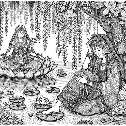 Children&#8217;s Mindful Nymphs Coloring Page