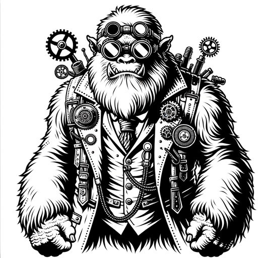 Children&#8217;s Steampunk Yeti Coloring Page