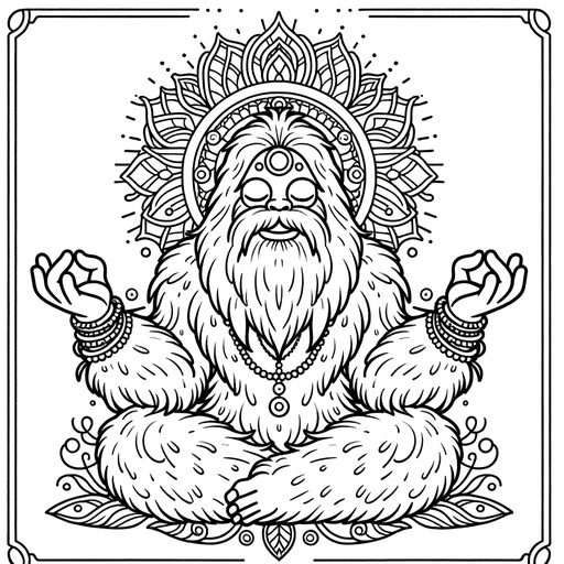 Children&#8217;s Mindful Yeti Coloring Page