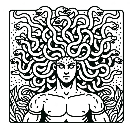 Children&#8217;s Cartoon Medusa Coloring Page