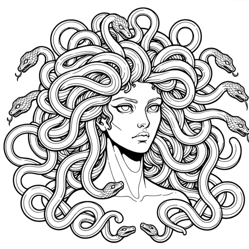 Children's Realistic Medusa Coloring Page- 4 Free Printable Pages