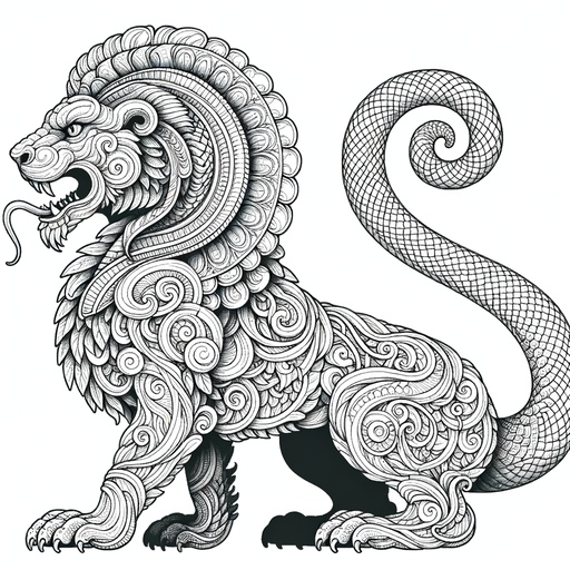 Children&#8217;s Realistic Chimeras with Snake Head Coloring Page