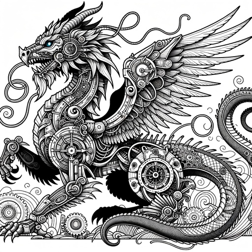 Children&#8217;s Steampunk Chimeras with Snake Head Coloring Page