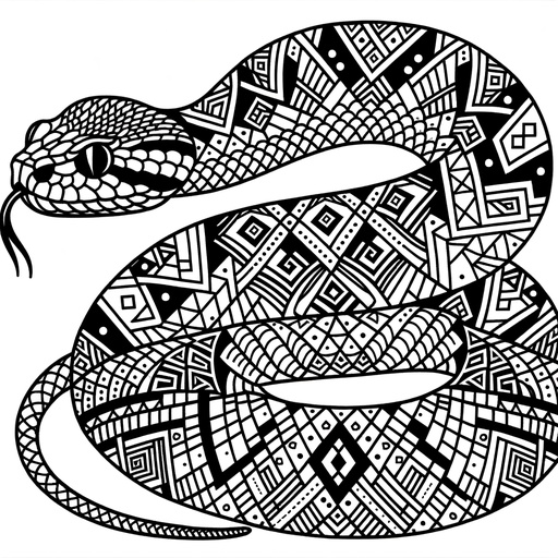 Geometric Rattlesnake Coloring Page