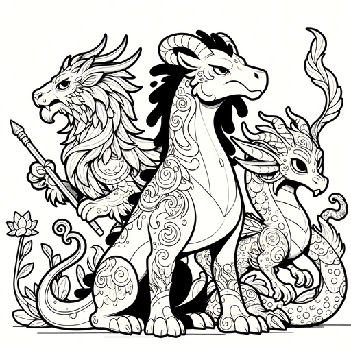 Children&#8217;s Cartoon Chimeras Coloring Page