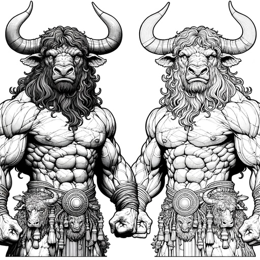Children&#8217;s Realistic Minotaurs Coloring Page