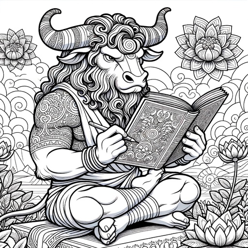 Children&#8217;s Mindful Minotaurs Coloring Page