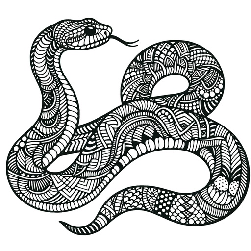 Zentangle Rattlesnake Coloring Page