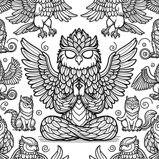 Children&#8217;s Mindful Griffins Coloring Page