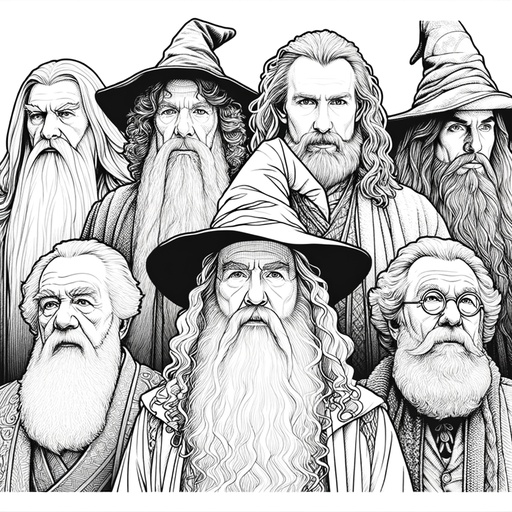 Children&#8217;s Realistic Wizards Coloring Page
