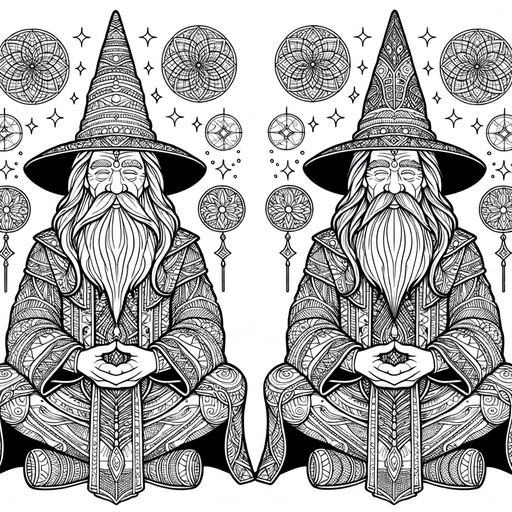 Children&#8217;s Mindful Wizards Coloring Page