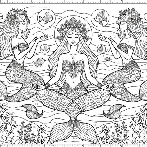 Children&#8217;s Mindful Mermaids Coloring Page