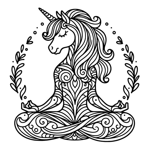 Children&#8217;s Mindful Unicorn Coloring Page