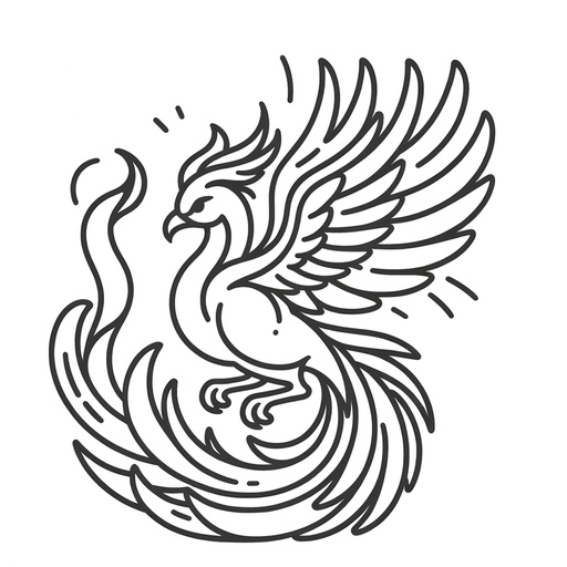 Children&#8217;s Cartoon Phoenix Coloring Page