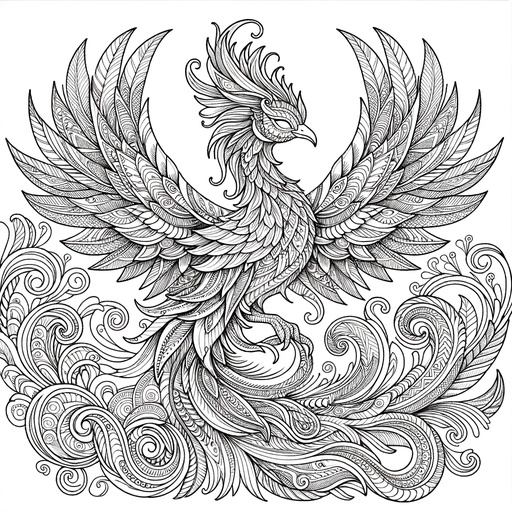 Children&#8217;s Mindful Phoenix Coloring Page