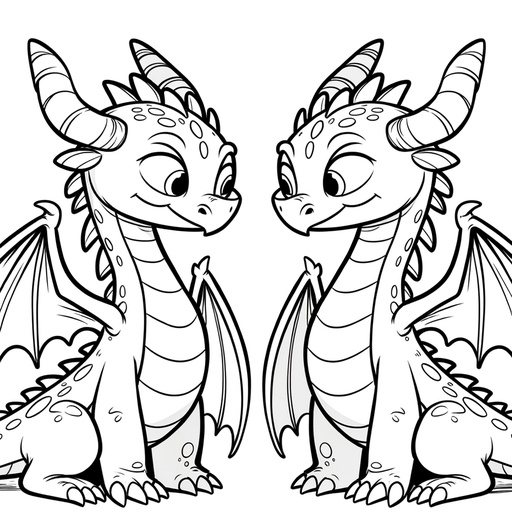 Children&#8217;s Cartoon Dragons Coloring Page