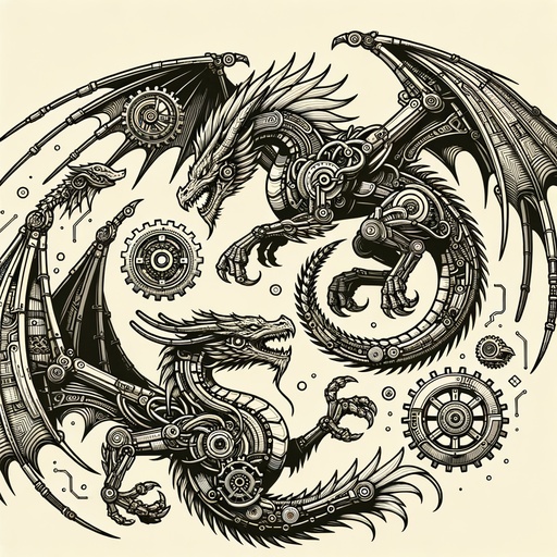 Children&#8217;s Steampunk Dragons Coloring Page