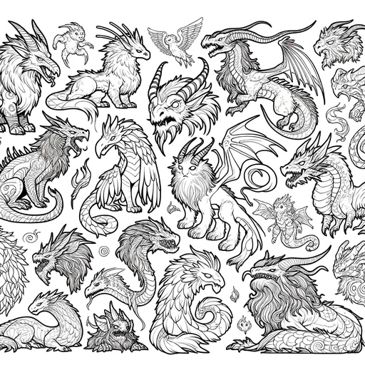 Children&#8217;s Cartoon Mythical Creatures Coloring Page