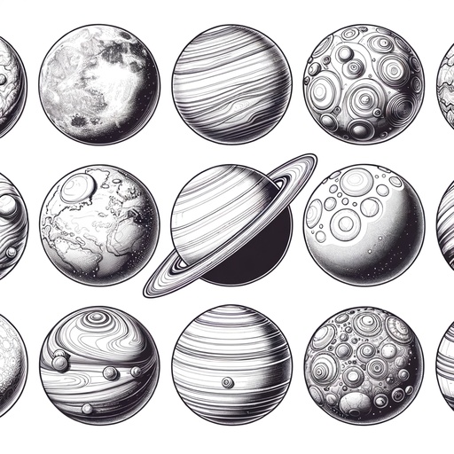 Children&#8217;s Realistic Planets Coloring Page