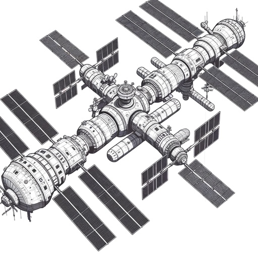 Children&#8217;s Realistic Space Station Coloring Page