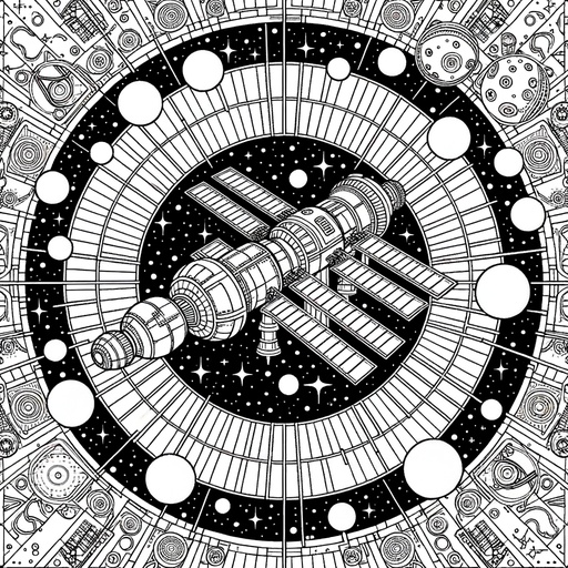 Children&#8217;s Mindful Space Station Coloring Page