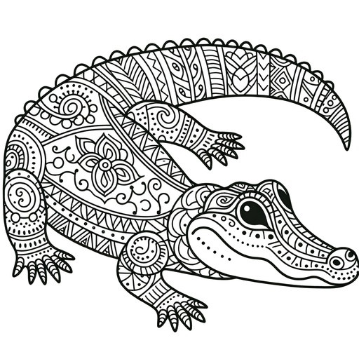 Children&#8217;s Mindful Alligator Coloring Page