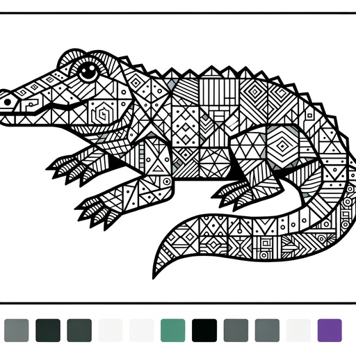 Children&#8217;s Geometric Alligator Coloring Page