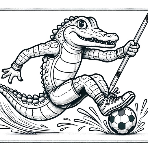 Children&#8217;s Sporty Alligator Coloring Page