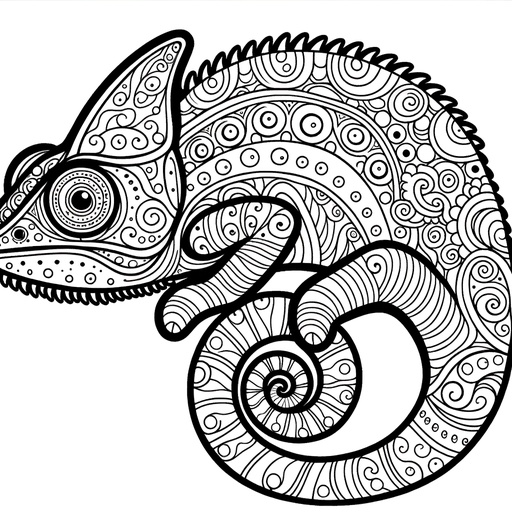 Children&#8217;s Mindful Chameleon Coloring Page