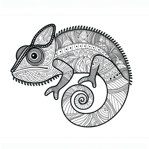 Children&#8217;s Zentangle Chameleon Coloring Page