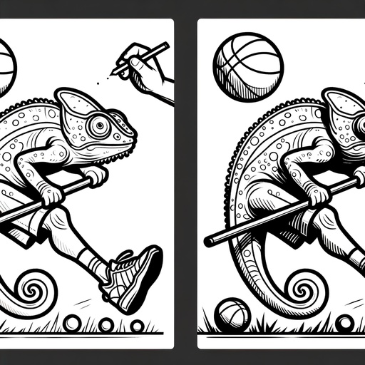 Children&#8217;s Sporty Chameleon Coloring Page