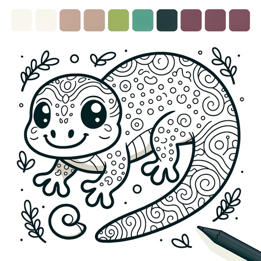 Children&#8217;s Gecko Coloring Page