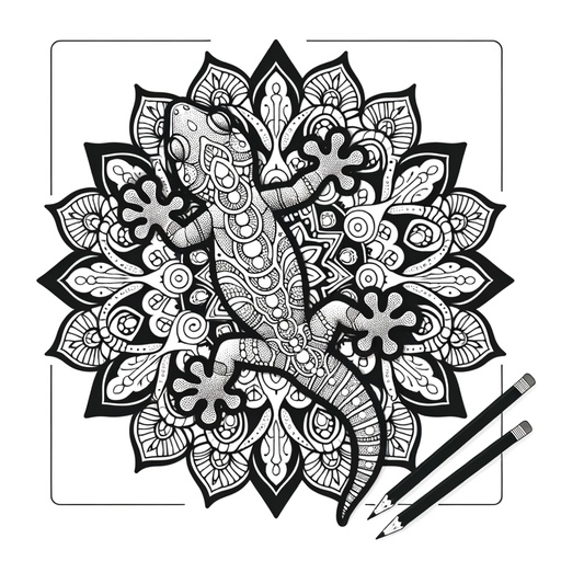 Children&#8217;s Mandala Gecko Coloring Page