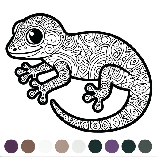 Children&#8217;s Mindful Gecko Coloring Page