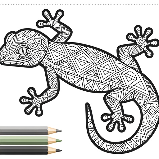 Children&#8217;s Geometric Gecko Coloring Page