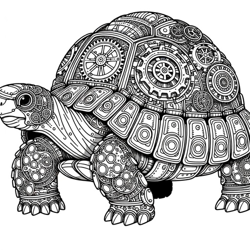 Steampunk Tortoise Coloring Page