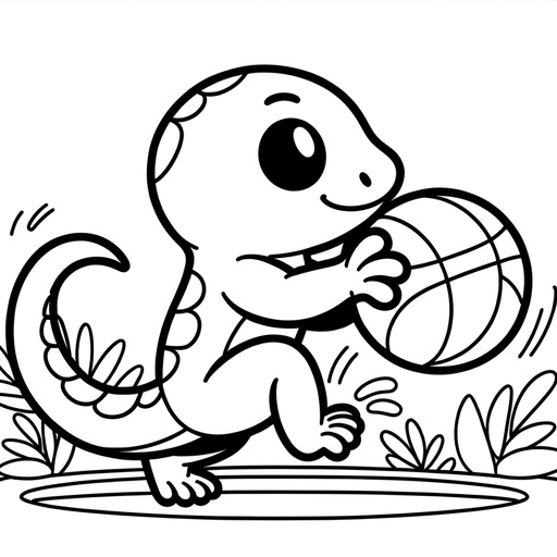 Children&#8217;s Sporty Gecko Coloring Page