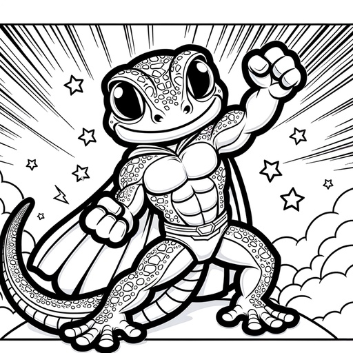 Children&#8217;s Superhero Gecko Coloring Page