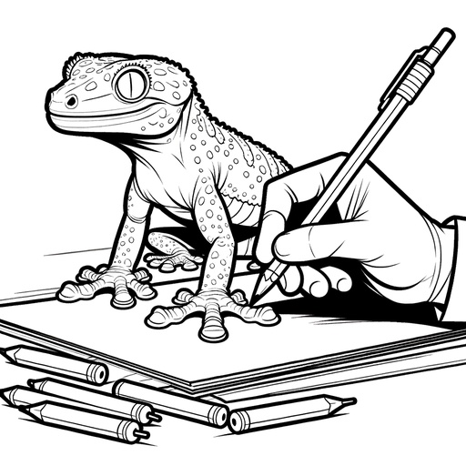 Children&#8217;s Job-themed Gecko Coloring Page