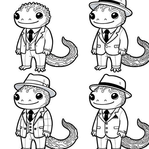 Children&#8217;s Salamander in Suits Coloring Page