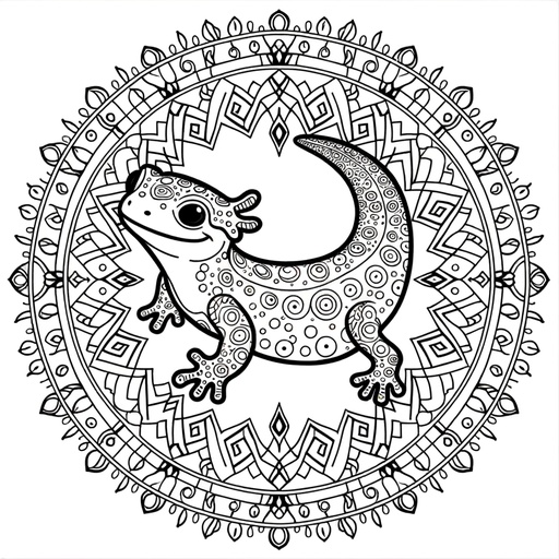 Children&#8217;s Mandala Salamander Coloring Page