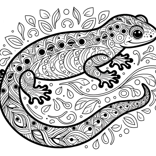 Children&#8217;s Mindful Salamander Coloring Page