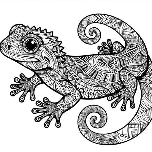 Children&#8217;s Geometric Salamander Coloring Page