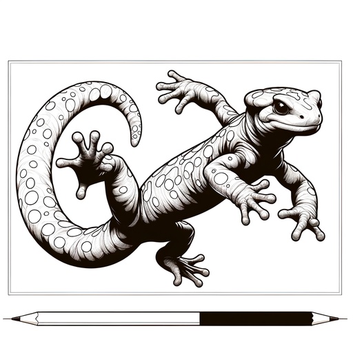 Children&#8217;s Action Pose Salamander Coloring Page