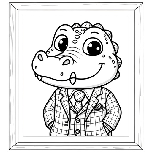 Children&#8217;s Crocodile in Suits Coloring Page
