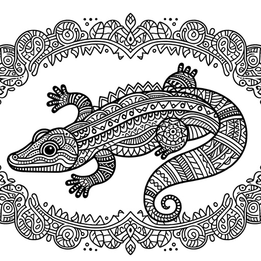 Children&#8217;s Mindful Crocodile Coloring Page