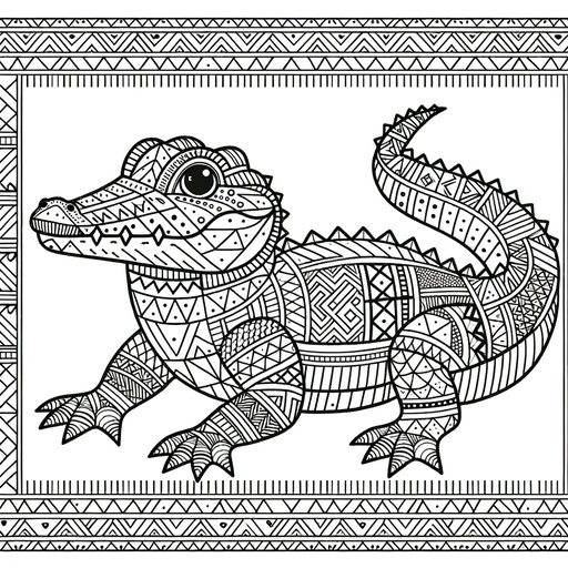 Children&#8217;s Geometric Crocodile Coloring Page