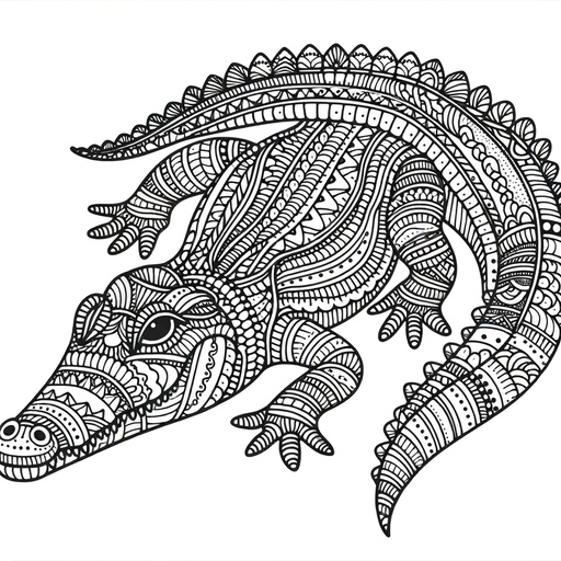 Children&#8217;s Zentangle Crocodile Coloring Page