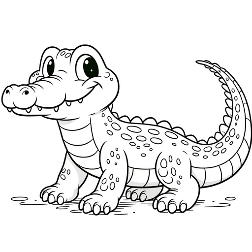 Children&#8217;s Cartoon Crocodile Coloring Page